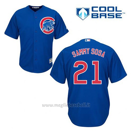 Maglia Baseball Uomo Chicago Cubs 21 Sammy Sosa Blu Alterner Cool Base